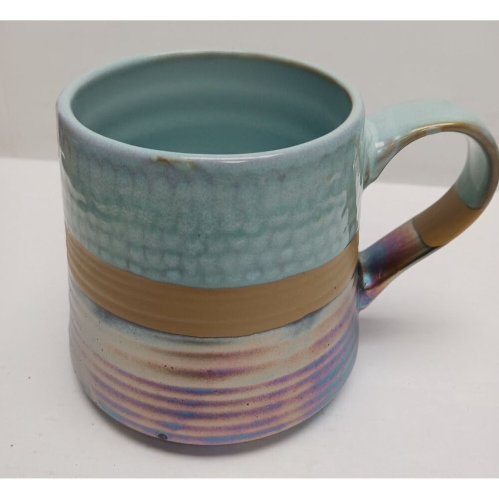 Ceramic Mug with Blue and Tan Design